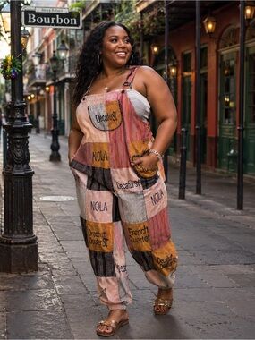 Rising International Patchwork New Orleans Graphic Jumpsuit